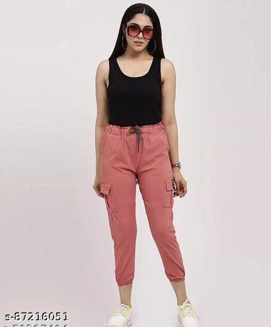 Cotton Trouser for Women (Pink, 26)