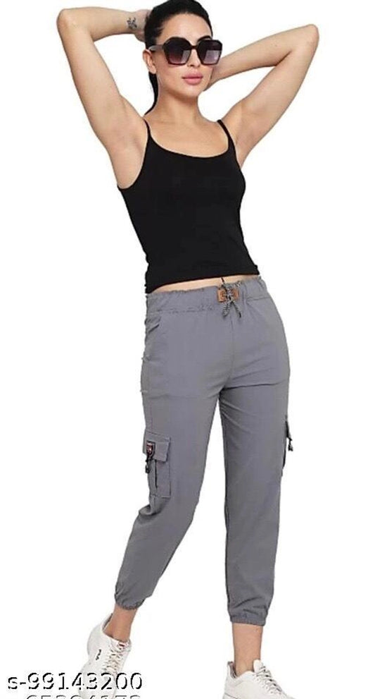 Lycra Trouser for Women (Grey, 26)