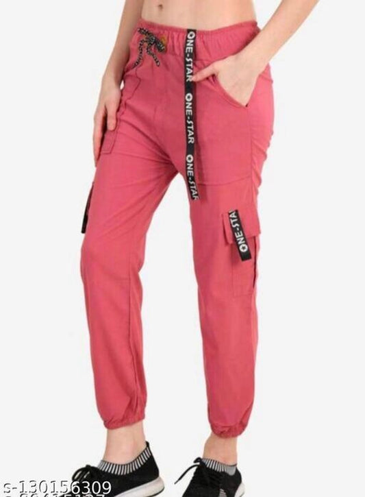 Cotton Lycra Trouser for Women (Pink, 26)