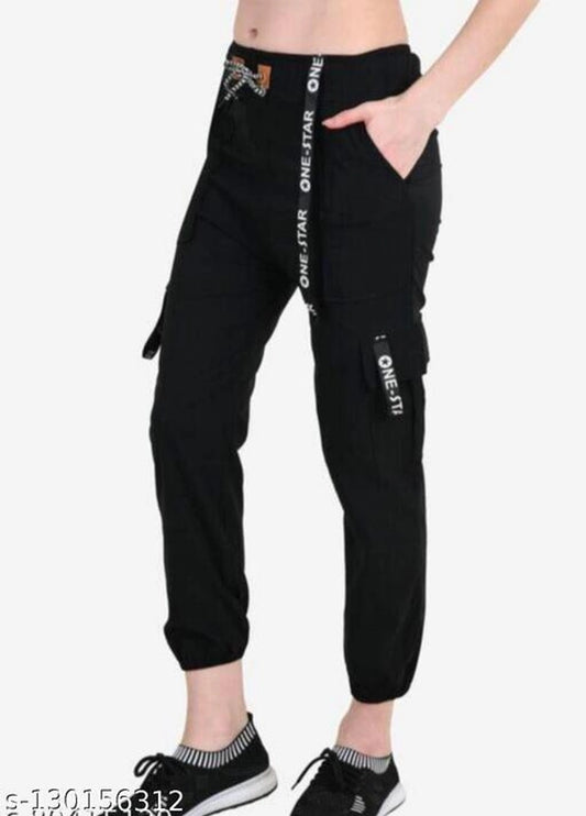 Cotton Lycra Trouser for Women (Black, 26)